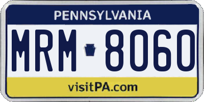 PA license plate MRM8060