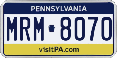 PA license plate MRM8070