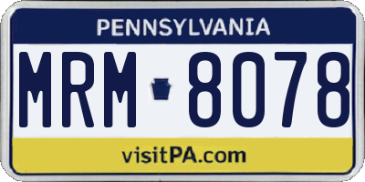 PA license plate MRM8078