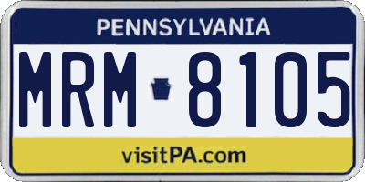 PA license plate MRM8105