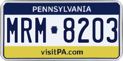 PA license plate MRM8203