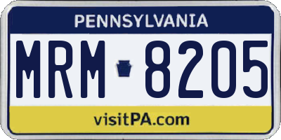 PA license plate MRM8205