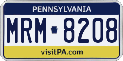 PA license plate MRM8208