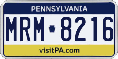 PA license plate MRM8216