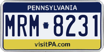 PA license plate MRM8231