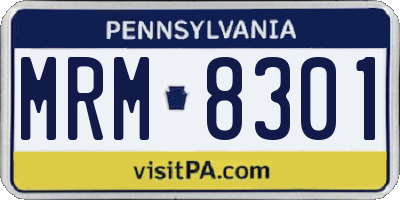 PA license plate MRM8301