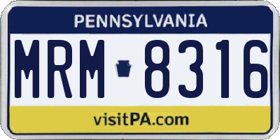 PA license plate MRM8316