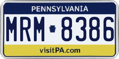 PA license plate MRM8386