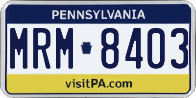 PA license plate MRM8403