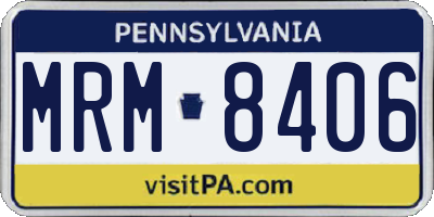 PA license plate MRM8406
