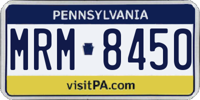 PA license plate MRM8450