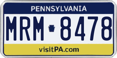 PA license plate MRM8478