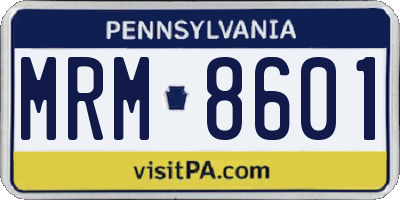 PA license plate MRM8601