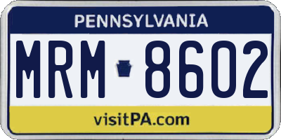 PA license plate MRM8602