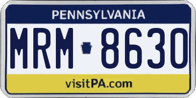 PA license plate MRM8630