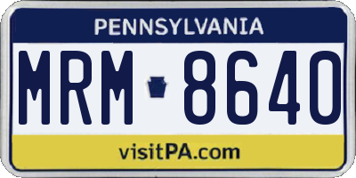 PA license plate MRM8640
