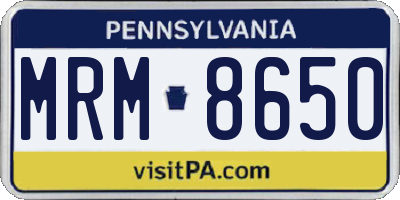 PA license plate MRM8650