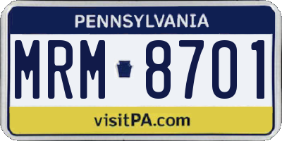 PA license plate MRM8701