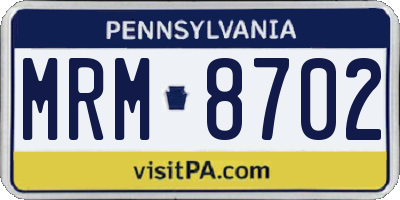 PA license plate MRM8702