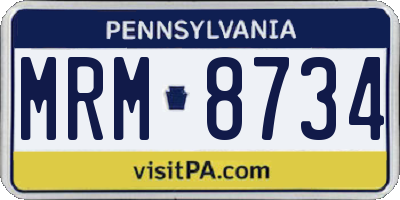 PA license plate MRM8734