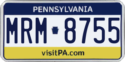 PA license plate MRM8755
