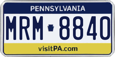 PA license plate MRM8840