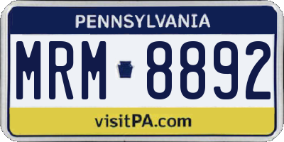 PA license plate MRM8892