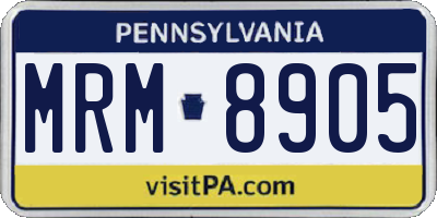 PA license plate MRM8905