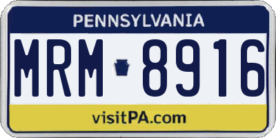 PA license plate MRM8916