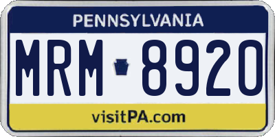 PA license plate MRM8920