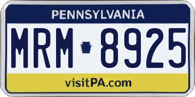 PA license plate MRM8925