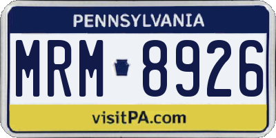 PA license plate MRM8926