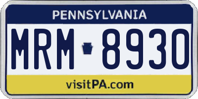 PA license plate MRM8930
