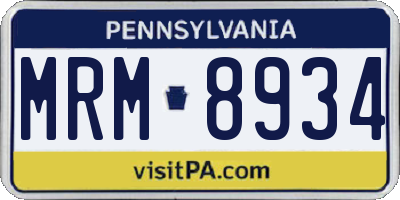 PA license plate MRM8934