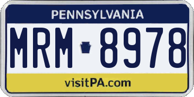 PA license plate MRM8978