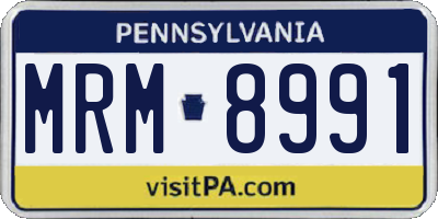 PA license plate MRM8991