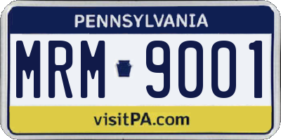PA license plate MRM9001