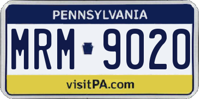 PA license plate MRM9020