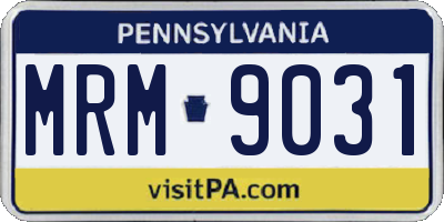 PA license plate MRM9031