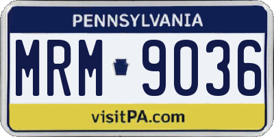 PA license plate MRM9036
