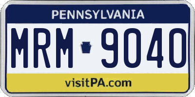 PA license plate MRM9040