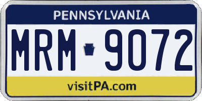 PA license plate MRM9072