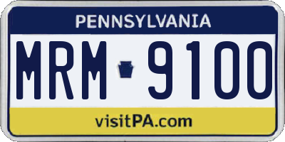 PA license plate MRM9100
