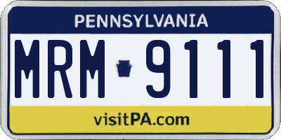 PA license plate MRM9111