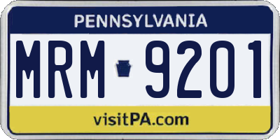PA license plate MRM9201