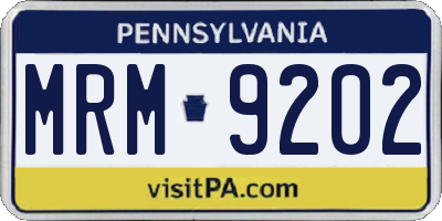 PA license plate MRM9202
