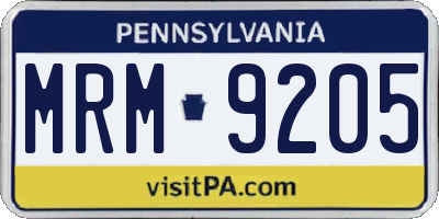 PA license plate MRM9205