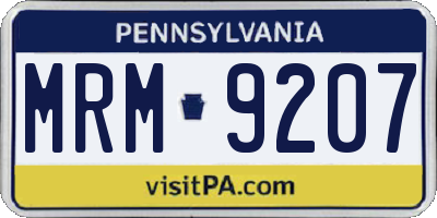 PA license plate MRM9207
