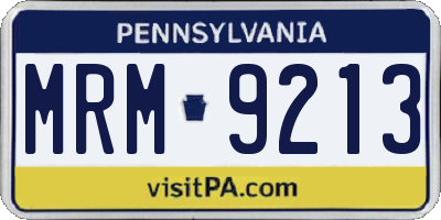 PA license plate MRM9213