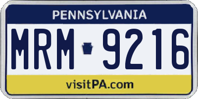 PA license plate MRM9216